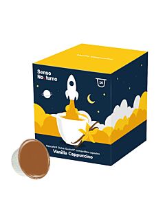 Senso Nocturno Vanilla Cappuccino package and capsule for Dolce Gusto
